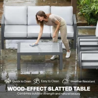 Outsunny 5 Pieces Aluminium Garden Furniture Set with Olefin Cushions, Extra Deep Outdoor Garden Sofa Set, Dark Grey(m-7)