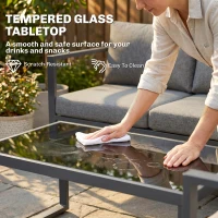 Outsunny 4 Piece Outdoor Garden Furniture Set, Patio Furniture with 3-Seater Sofa, Armchairs and Coffee Table(m-7)