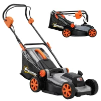 Outsunny Cortacésped a Batería Inalámbrico 18V con 2 Baterías de 4Ah Ancho de Corte de 34 cm y Función de Mulching Motor 700 W(m-11)