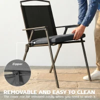 Outsunny Outdoor Seat Cushions Set of 2 with Ties, Waterproof Garden Seat Pads, Dark Grey(m-7)