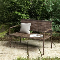 Outsunny All Weather Wicker Garden Loveseat, 2 Seater Poly Rattan Garden Bench, Outdoor Seating Bench Brown(m-2)