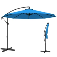 Outsunny 3m Overhanging Cantilever Parasol, with Cross Base - Blue(m-10)