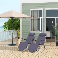 Outsunny Lot de 2 Chaises Longue Pliable Bain de Soleil fauteuil relax jardin transat Relaxation Dossier inclinable Repose-Pied(m-10)