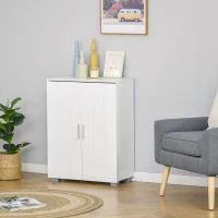 kleanklin Armário de Casa de Banho com 2 Portas e 2 Prateleiras Ajustáveis em 7 Níveis Móvel Auxiliar de Armazenamento para Sala de Estar Cozinha 60x30x80cm Branco(m-9)