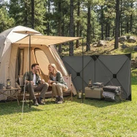 Outsunny Windschutz faltbar Camping Sichtschutz mit Spannleinen Bodenhaken Tragetasche für Camping Garten 480 x 120 cm Dunkelgrau(m-9)