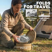 Outsunny 7000W Camping Stove with Piezo Ignition, High Power Gas Stove with 50kg Capacity and Carry Bag for Outdoor Hiking Khaki(m-6)