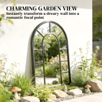 Outsunny Arched Mirror, Shatterproof Acrylic Windowpane Wall Mounted Mirror with Robust Metal Frame, 71 x 51 cm, Black(m-4)