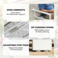 Outsunny 5 Pieces Aluminium Garden Furniture Set with Olefin Cushions, Extra Deep Outdoor Garden Sofa Set, White(m-8)