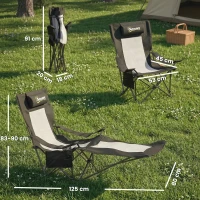 Outsunny Camping Chair Reclining Portable Camp Chair with Detachable Footrest Cup Holder Black(m-3)