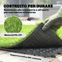 Outsunny 22 pezzi Erba Sintetica, Tappetino 30x30 cm, Pelo 25 mm, Verde(m-5)