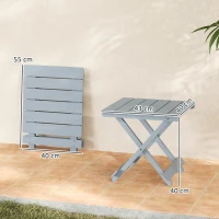 Outsunny Fir Wood Folding Coffee Table, Lightweight Small Garden Table with Slatted Top, Portable Folding Side Table for Balcony(m-3)