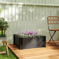 Outsunny Vinyl Raised Garden Bed Kit, 2 x 2 x 1ft Modular Elevated Garden Box with Slotting Legs and Open Bottom, Dark Grey(m-7)