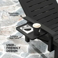 Outsunny Set of 2 Reclining Sun Loungers, 5 Positions Adjustable Outdoor Chaise Lounge Chair with Armrests, Black(m-5)