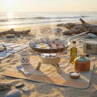 Outsunny 7000W Camping Stove with Piezo Ignition, High Power Gas Stove with 50kg Capacity and Carry Bag for Outdoor Hiking Khaki(m-9)