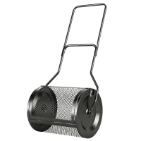 Outsunny Compost Spreader, 20" Peat Moss Spreader with Detachable U-Shaped Handle and Metal Mesh Basket(m-11)