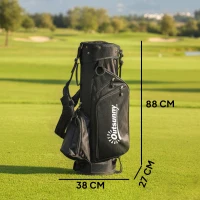 Outsunny Golf Stand Bag 6 Way Full-Length Dividers, Waterproof Golf Bag with 5 Pockets, Grey(m-3)