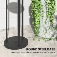 Outsunny Boho Rattan Floor Lamp, 3-Lights Rattan Lamp with Shelf, Freestanding Solar Garden Light with Auto On/Off Lights, Grey(m-9)