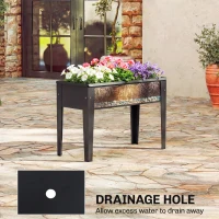 Outsunny Raised Planter, Metal Raised Garden Bed on Legs with Drainage Hole and Foot Covers, Black(m-4)