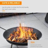 Outsunny Outdoor Fire Pit, Portable Round Firepit with Poker, for Garden, Camping, Bonfire, Picnic, Dia. 47 x 21 cm, Black(m-5)
