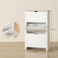 HOMCOM Sapateira Branca Estreita Armário Sapateiro Alto com 3 Gavetas para 12 Pares de Sapatos para Corredor 72x26x112 cm(m-3)