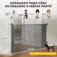 PawHut Barreira de Segurança Retrátil para Cães Extensível até 140 cm de Largura para Escadas e Portas Cinzento(m-6)