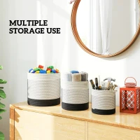 Outsunny Plant Pots Handwoven Cotton Indoor Planters with Waterproof Liner Set of 3 White(m-6)