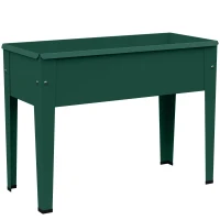 Outsunny Raised Planter, Metal Raised Garden Bed on Legs with Drainage Hole and Foot Covers, Green(m-1)