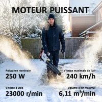 Outsunny Souffleur Aspirateur Broyeur à Feuilles 250 W avec Batterie 4000mAh et Chargeur, 6 Vitesses, 149 km/h, Blanc(m-4)