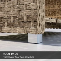 Outsunny Outdoor Coffee Table with Storage Shelf, PE Rattan Side Table with Slatted Top and Foot Pads, Light Brown(m-7)