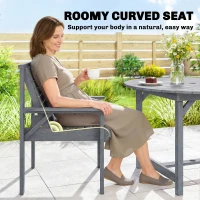 Outsunny 5 Pieces Garden Dining Set with Parasol Hole, Round Outdoor Table and Chairs, 4 Seater Wooden Garden Furniture, Grey(m-6)