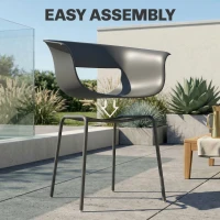 Outsunny Krzesła Ogrodowe 4 szt. ergonomiczne Krzesła Balkonowe z Wyciętym Designem Podłokietniki Odporne na Warunki Atmosferyczne Ciemnoszare(m-7)