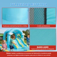 AIYAPLAY Castillo Hinchable Acuático 7 en 1 con Soplador 2 Toboganes Trampolín Piscina Canasta Columna de Boxeo 426x360x198 cm(m-5)