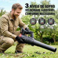 Outsunny Soprador de Folhas Sem Fios 18 V com 2 Baterias 4.0 Ah e Carregador Motor Sem Escovas 600 W 3 Velocidades Correia para Ombro 149 km/h 96x16,5x29 cm Preto(m-6)