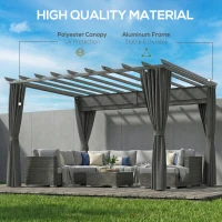 Outsunny 3.6 x 3 m Pergola with Retractable Roof Canopy, Curtains, Aluminium Garden Pergola Gazebo Sun Shade Shelter, Dark Grey(m-4)