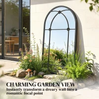 Outsunny Arched Mirror, Shatterproof Acrylic Windowpane Wall Mounted Mirror with Robust Metal Frame, 100 x 60 cm, Black(m-4)