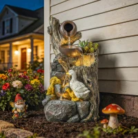 Outsunny 5-Tier Outdoor Waterfall Fountain, Freestanding Self-Contained Cascading Water Feature Garden Landscape(m-2)