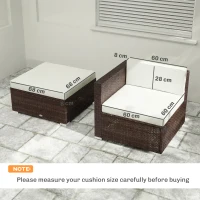 Outsunny 7-Piece Patio Furniture Cushions, Outdoor Loveseat Cushion with Removable Covers for Rattan Furniture, 60x60 cm, Cream(m-3)