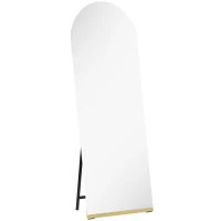 HOMCOM Espelho de Pé 160x50 cm Espelho de Corpo Inteiro sem Moldura Base de Madeira  Prata e Preto(m-1)