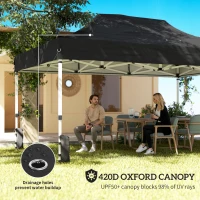 Outsunny 3 x 4.5 m Pop Up Gazebo with Mesh Nettings, UPF50+ Heavy Duty Outdoor Garden Party Tent Marquee, Black(m-5)