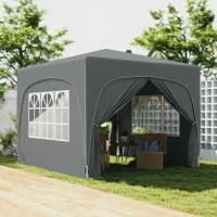 Outsunny 3 x 3m Pop-Up Gazebo Shelter, with Accessories - Dark Grey(m-2)