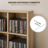 HOMCOM Mobile Porta CD con Ripiani Regolabili per 456 CD o 336 DVD, 24 Scomparti, 89x20x130.5 cm, Legno(m-6)