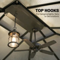 Outsunny 3 x 3.6 m Outdoor Hardtop Gazebo Canopy with 2-Tier Roof, Permanent Pavilion Garden Metal Gazebo with Sides, Dark Grey(m-7)