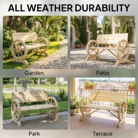 Outsunny Fir Wood 2-Seater Outdoor Garden Wagon Wheel Bench, Natural Wood Finish(m-5)