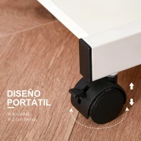 HOMCOM Mesa de Ordenador con Ruedas 60x48 cm con Bandeja Deslizante para Teclado y Estante Inferior Marco Metálico Blanco(m-6)