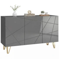 HOMCOM Modern Luxe High Gloss Sideboard, with Hairpin Legs, Grey(m-10)