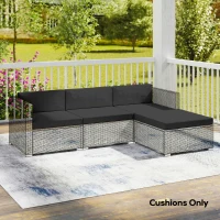 Outsunny 7-Piece Patio Furniture Cushions, Outdoor Loveseat Cushion with Removable Covers for Rattan Furniture, 60x60 cm, Black(m-8)