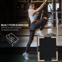 SPORTNOW Multi-Faceted Jump Box, Wooden Step Up Box, for Home, Gym, Exercise, Black(m-6)