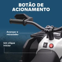 HOMCOM Quadriciclo Elétrico 12V para Crianças com Farol Música Pneus de Suspensão Botões Avance e Retrocesso 100x65x73cm Branco(m-7)