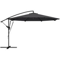Outsunny 3 m Cantilever Parasol with Protective Cover and Wind Ropes, Banana Parasol with Crank Handle, Black(m-1)
