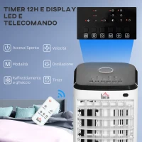 HOMCOM Raffrescatore Evaporativo 3 in 1, Ventilatore, Umidificatore con Ghiaccio e Deumidificatore, Bianco(m-7)